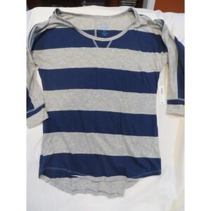Gap Women Knit Blue Gray Striped Sweater Shirt Top S 3/4 Sleeve New with Tags